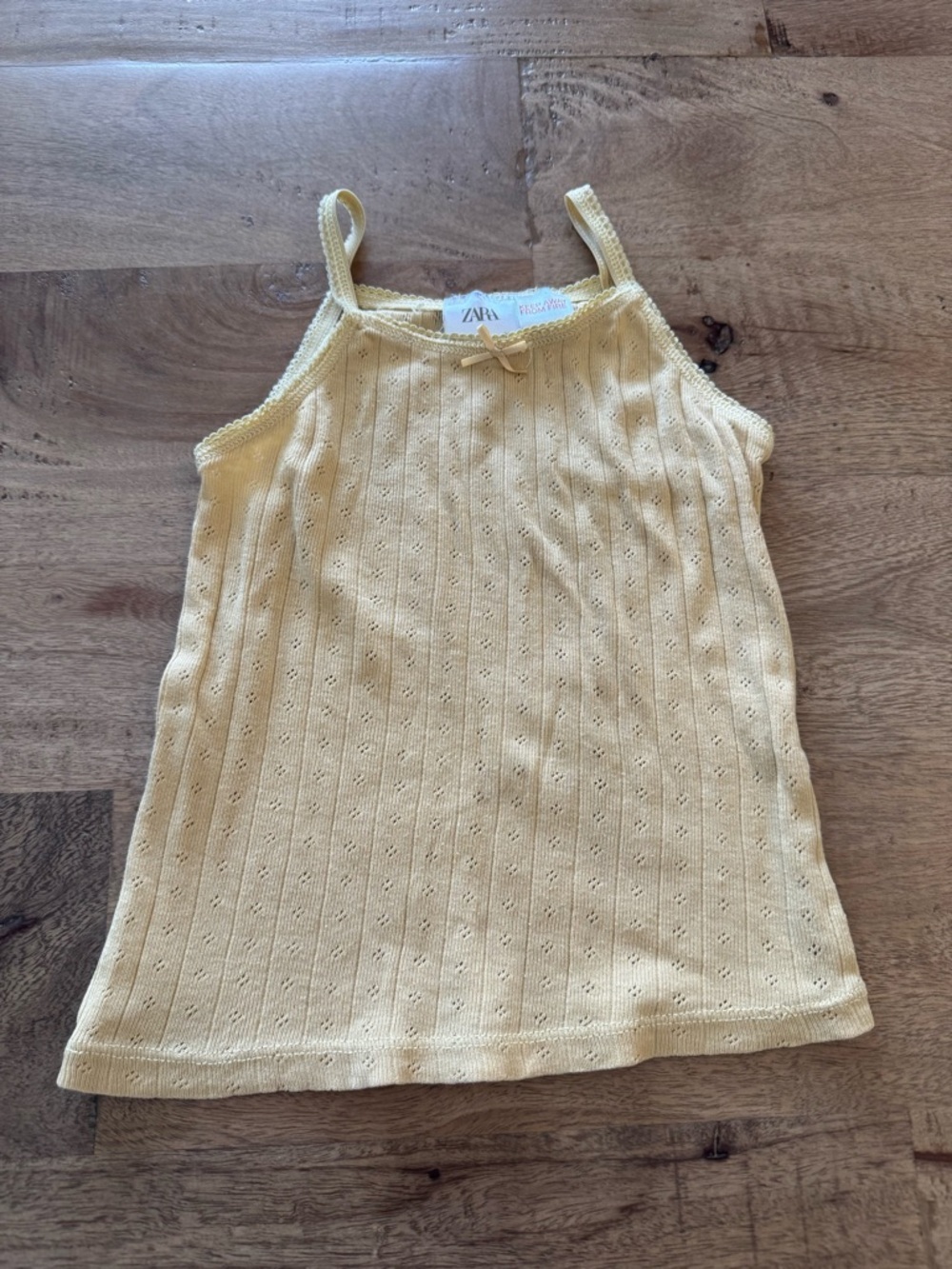 Zara pointelle Yellow Eyelet Tank Top size 2-3 years bow